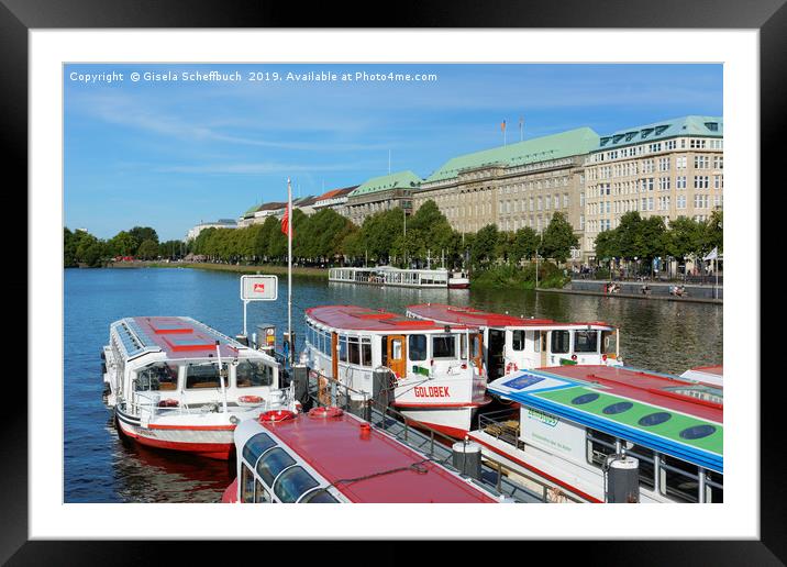 Hamburg - Summer on the Alster River Framed Mounted Print by Gisela Scheffbuch