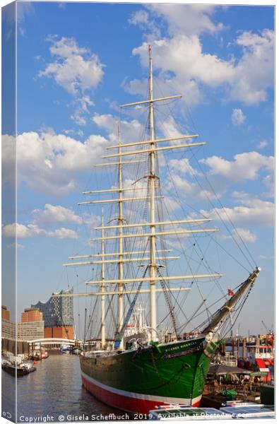 In the Port of Hamburg Canvas Print by Gisela Scheffbuch