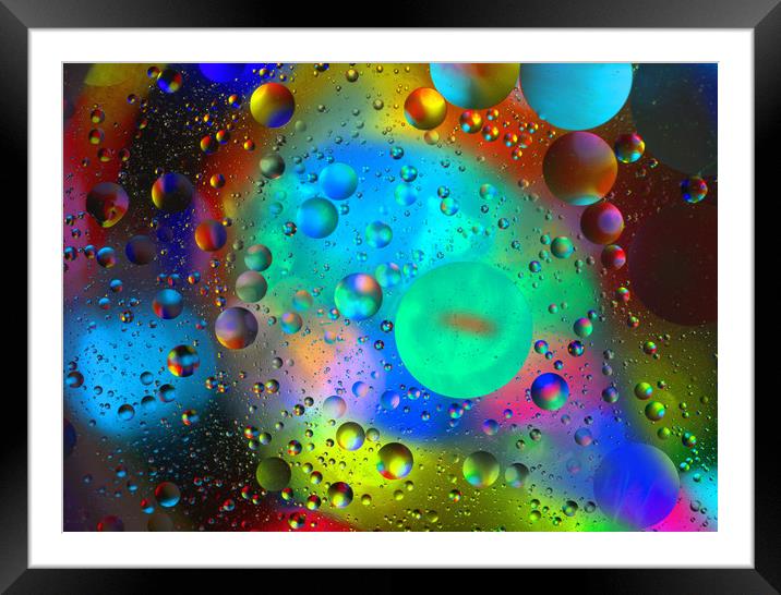 Oil droplets on water Framed Mounted Print by JC studios LRPS ARPS
