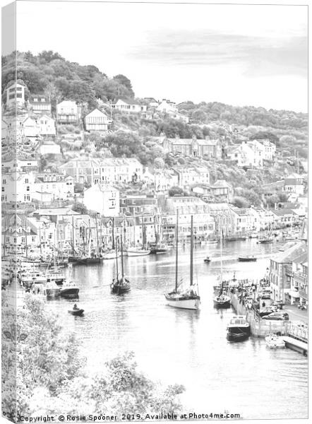 Luggers in Looe in Black and White  Canvas Print by Rosie Spooner