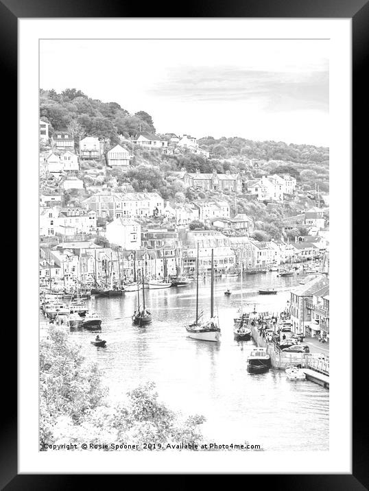 Luggers in Looe in Black and White  Framed Mounted Print by Rosie Spooner