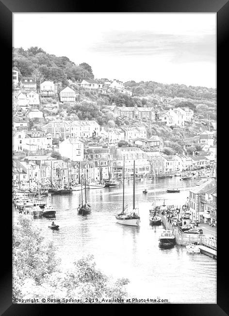 Luggers in Looe in Black and White  Framed Print by Rosie Spooner