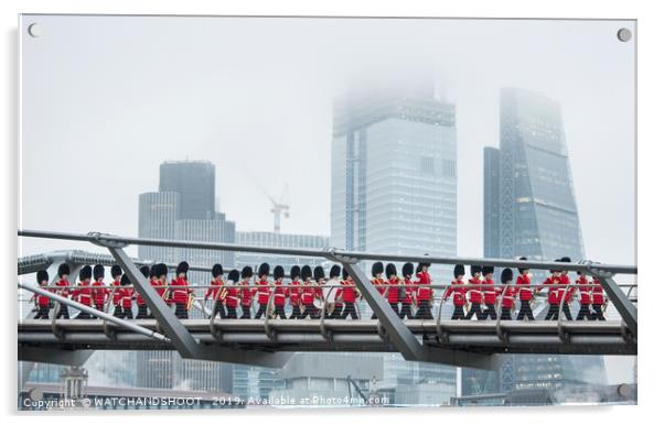 Marching across London Acrylic by WATCHANDSHOOT 