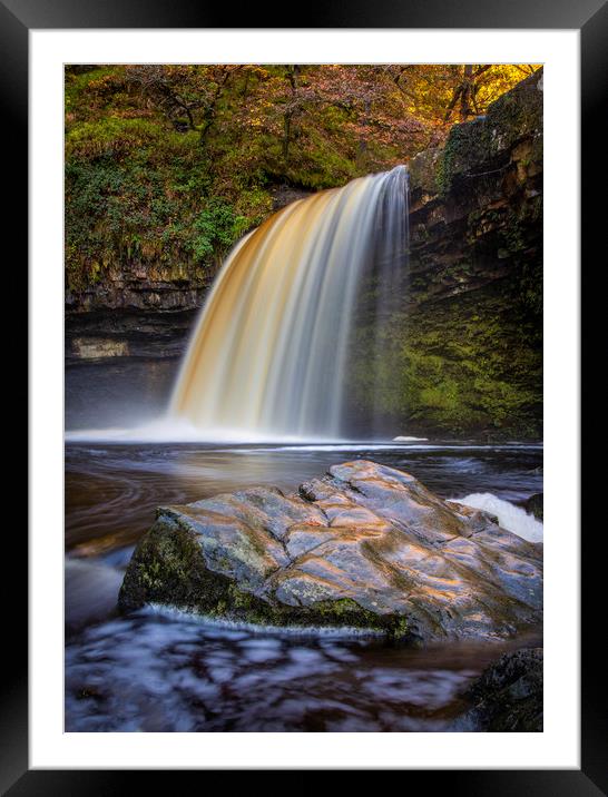 Lady Falls in full flow Framed Mounted Print by Leighton Collins