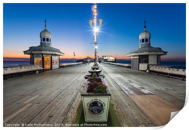 Sunset on Blackpool North Pier Print by Katie McGuinness