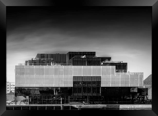 Copenhagen Blox Building Facade Mono Framed Print by Antony McAulay
