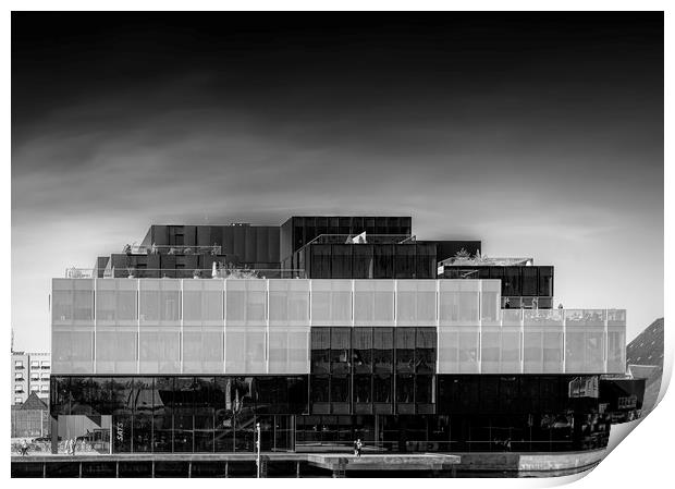 Copenhagen Blox Building Facade Mono Print by Antony McAulay