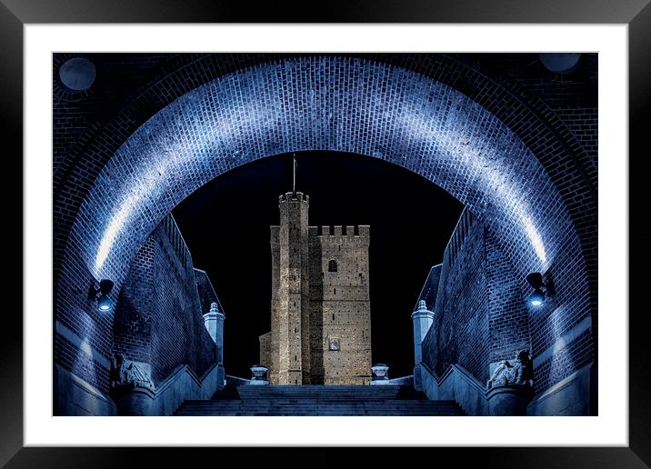 Helsingborg Karnan Through The Arch At Night Framed Mounted Print by Antony McAulay