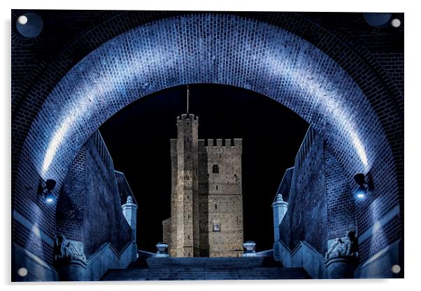 Helsingborg Karnan Through The Arch At Night Acrylic by Antony McAulay