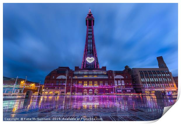 Blackpool Tower and illuminations Print by Katie McGuinness
