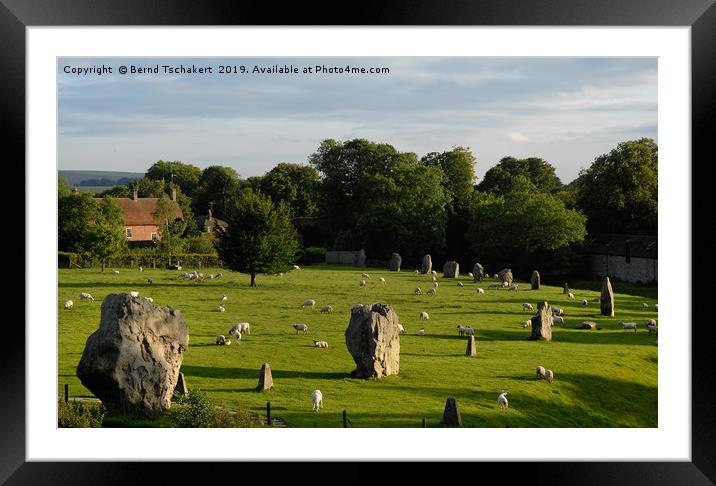 Avebury Stone Circle and Sheep, Wiltshire, England Framed Mounted Print by Bernd Tschakert