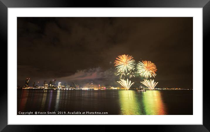 Fireworks over the Mersey Framed Mounted Print by Kevin Smith