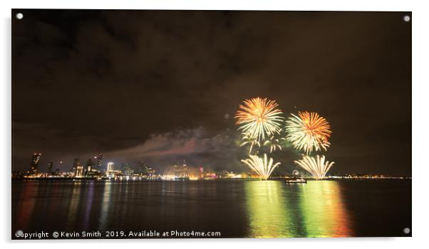 Fireworks over the Mersey Acrylic by Kevin Smith