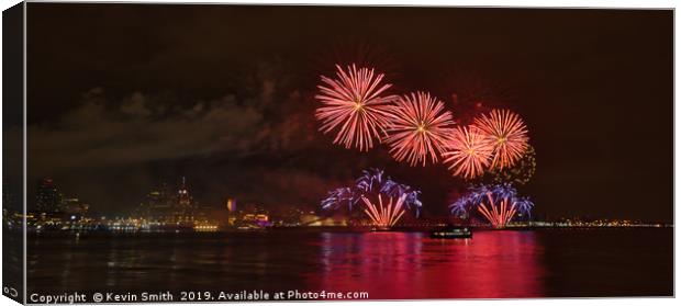 River of Light fireworks over the Mersey Canvas Print by Kevin Smith