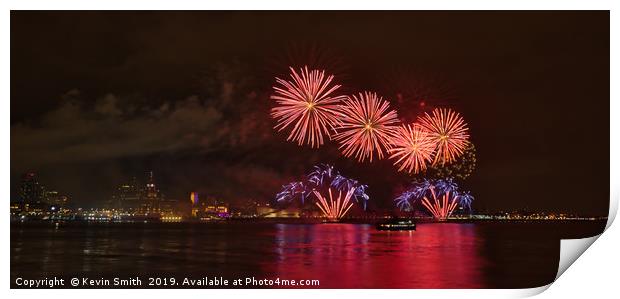 River of Light fireworks over the Mersey Print by Kevin Smith