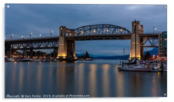 Burrard Bridge, Vancouver, Canada, at dusk Acrylic by Gary Parker