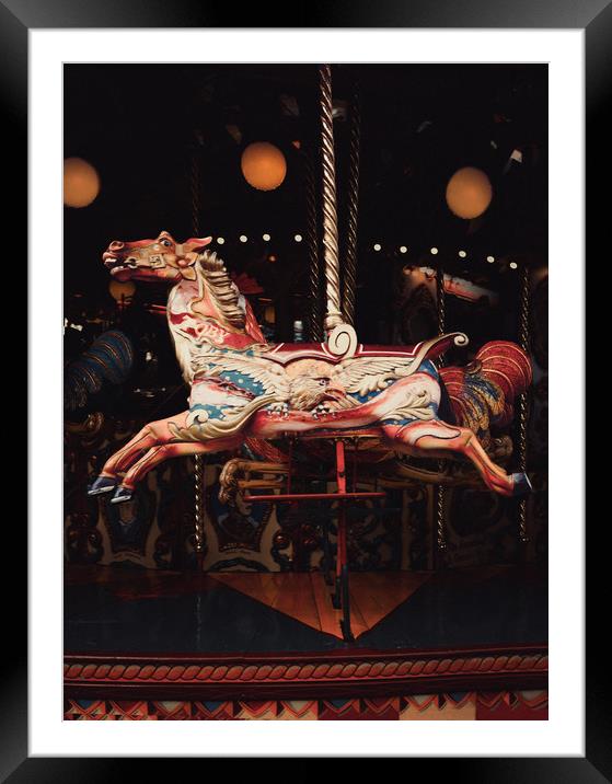 Fairground Galloper. Framed Mounted Print by Maggie McCall