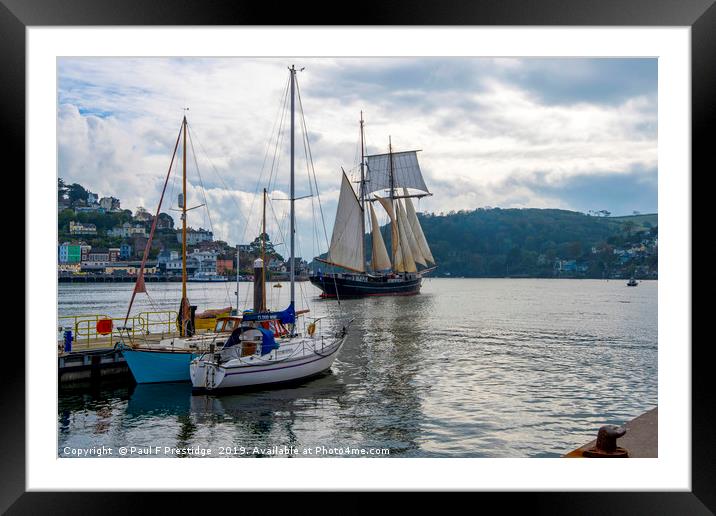 The Durch Tall Ship Wylde Swan leaving Dartmouth  Framed Mounted Print by Paul F Prestidge