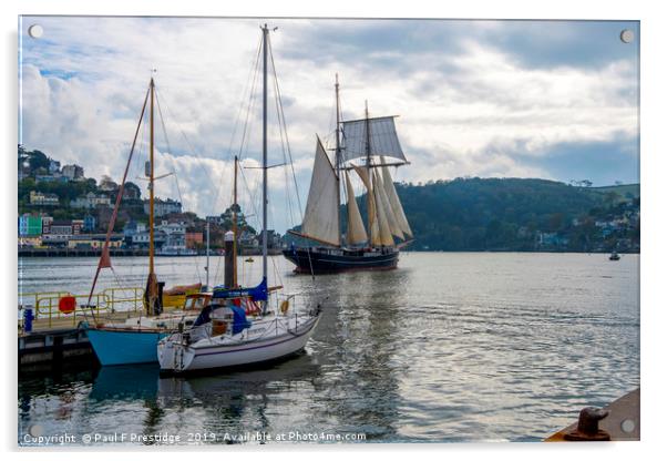 The Durch Tall Ship Wylde Swan leaving Dartmouth  Acrylic by Paul F Prestidge