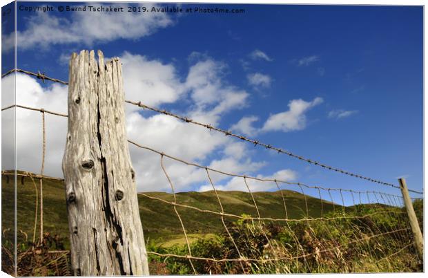 Old barb wire fence, Rhossili bay, Gower, Wales,UK Canvas Print by Bernd Tschakert