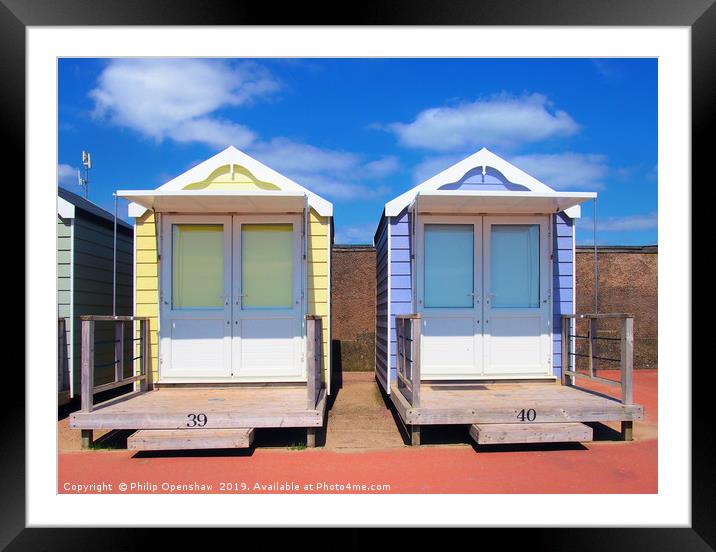 summer beach huts and sunshine Framed Mounted Print by Philip Openshaw