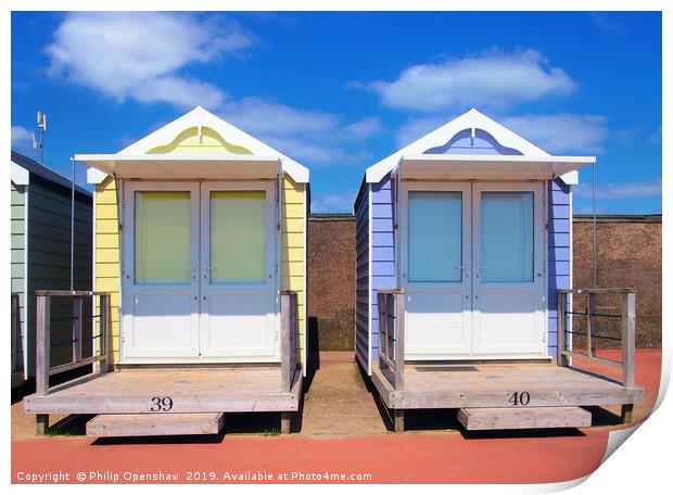 summer beach huts and sunshine Print by Philip Openshaw