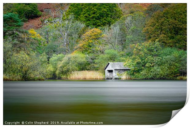 Boat House, Rydal Water, Lake District, Cumbria Print by Colin Shepherd