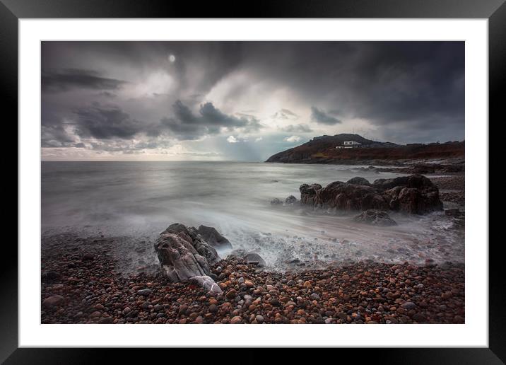 Storm clouds over Bracelet Bay Framed Mounted Print by Leighton Collins