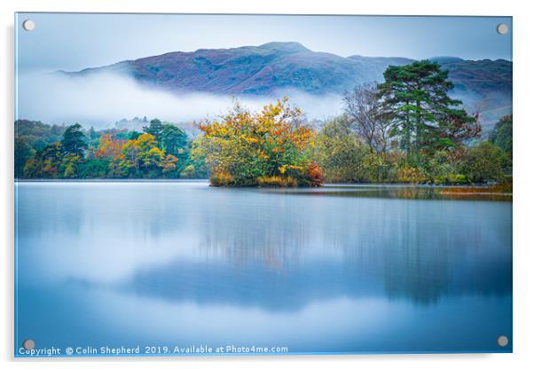 Autumn on Rydal Water, Lake District, Cumbria Acrylic by Colin Shepherd