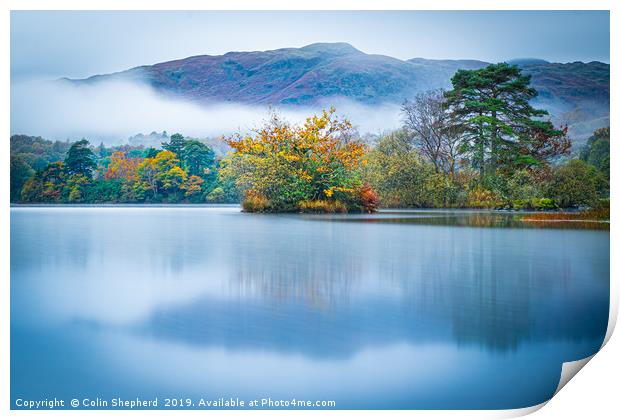 Autumn on Rydal Water, Lake District, Cumbria Print by Colin Shepherd