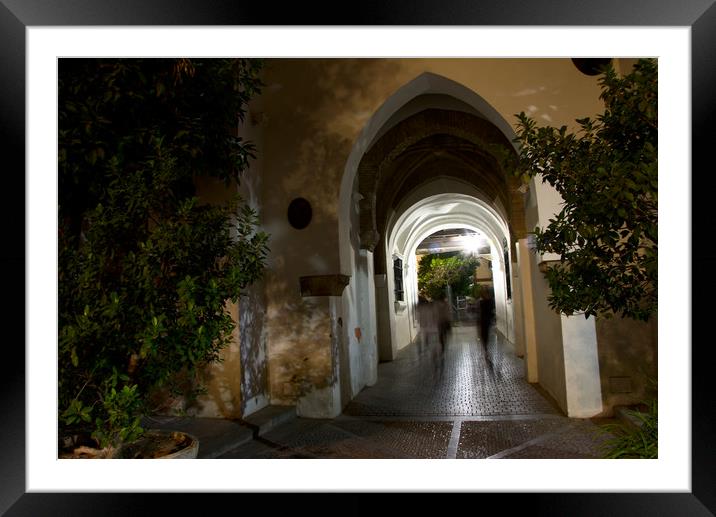 People walking in a passage in Seville Framed Mounted Print by Jose Manuel Espigares Garc