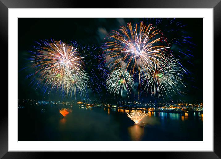 River of Light firework display Framed Mounted Print by Kevin Elias
