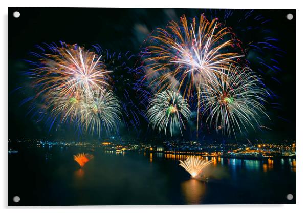 River of Light firework display Acrylic by Kevin Elias