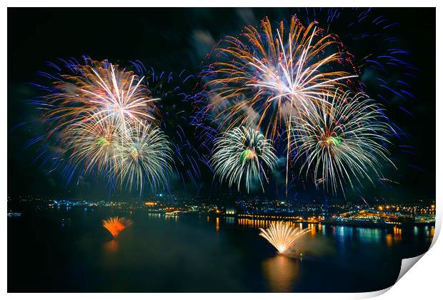 River of Light firework display Print by Kevin Elias
