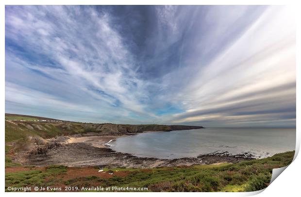 Clouds over Fall Bay, Gower Print by Jo Evans