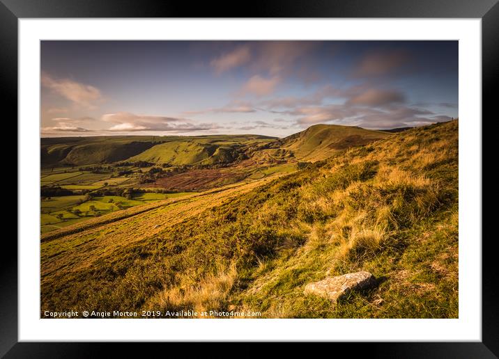 Golden Hour Mam Tor Framed Mounted Print by Angie Morton
