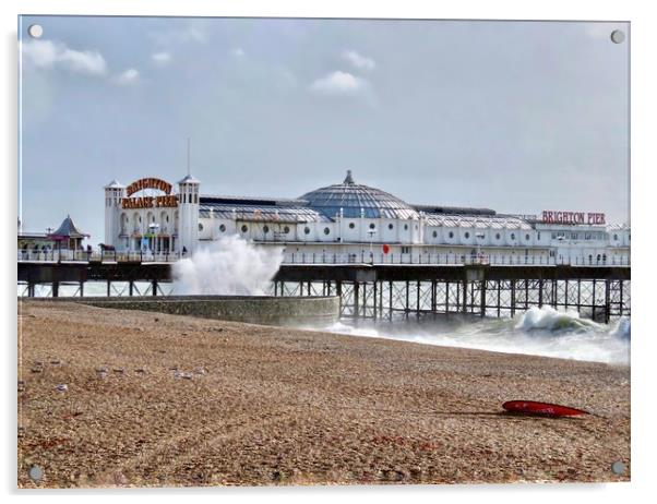 Majestic Waves of Brighton Acrylic by Beryl Curran