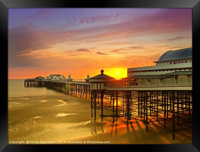 Blackpool North Pier Sunset Framed Print by Philip Openshaw