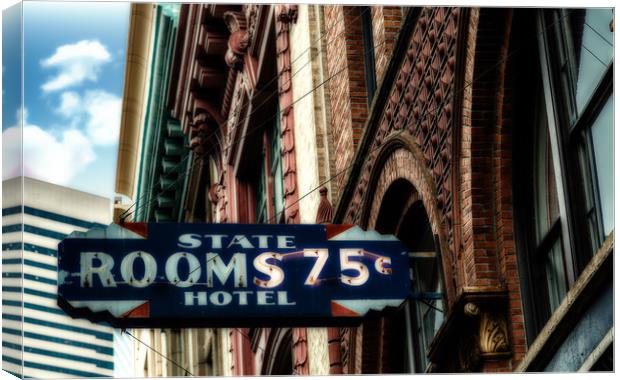 State Hotel Rooms 75 Cents Canvas Print by Darryl Brooks