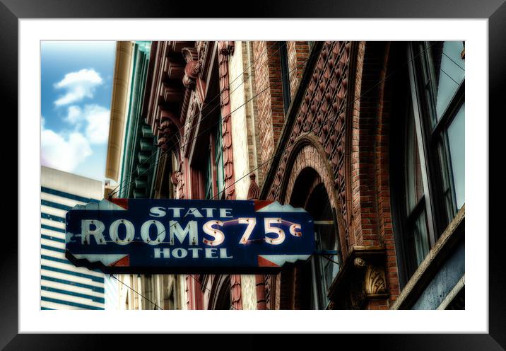 State Hotel Rooms 75 Cents Framed Mounted Print by Darryl Brooks