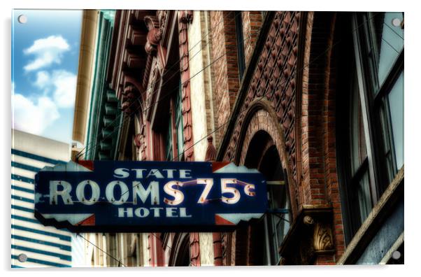 State Hotel Rooms 75 Cents Acrylic by Darryl Brooks
