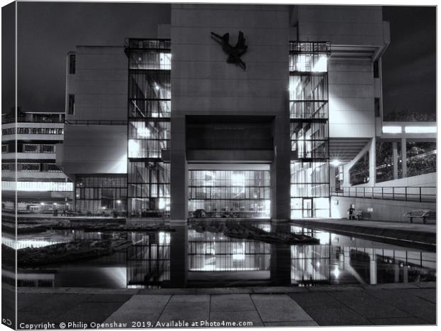 Roger Stevens Building Illuminated Canvas Print by Philip Openshaw