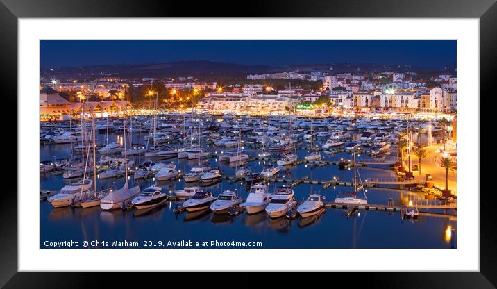 Vilamoura Algarve Marina - blue hour Framed Mounted Print by Chris Warham