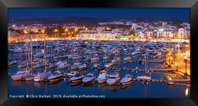 Vilamoura Algarve Marina - blue hour Framed Print by Chris Warham