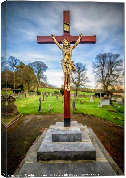 Jesus On The Cross Canvas Print by Adrian Evans