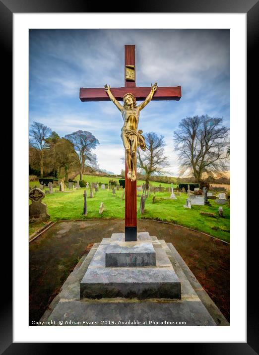Jesus On The Cross Framed Mounted Print by Adrian Evans