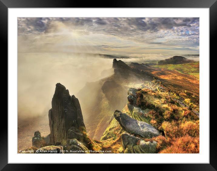 Ramshaw Rocks Morning Mist Framed Mounted Print by Allan Harris