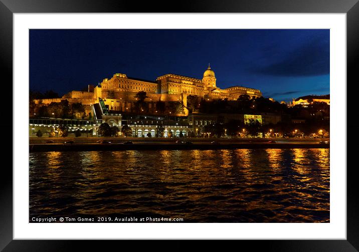 Buda Castle at Night Framed Mounted Print by Tom Gomez