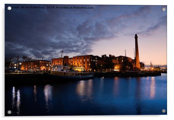 Liverpool Albert Dock At Night Acrylic by rawshutterbug 