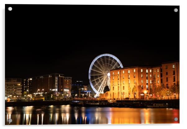 Liverpool Albert Dock Big Wheel Acrylic by rawshutterbug 